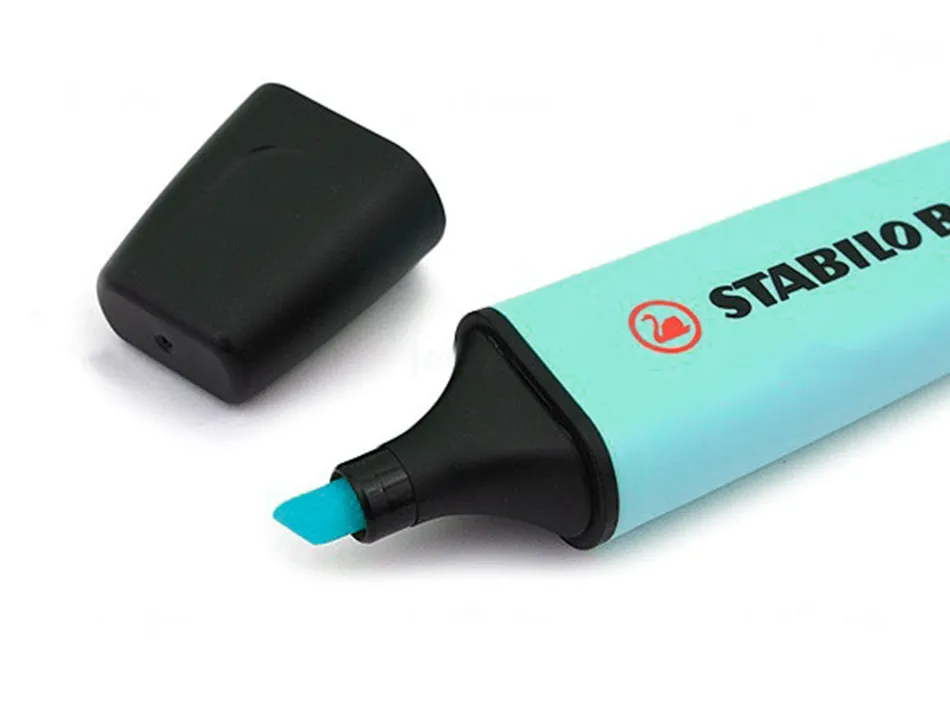 Surligneur stabilo boss pastel tracé 2/5mm pointe biseautée encre base eau résistante lumière touche turquoise