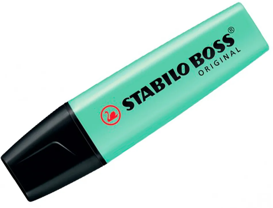 Surligneur stabilo boss pastel tracé 2/5mm pointe biseautée encre universelle base eau résistante lumière menthe à l'eau