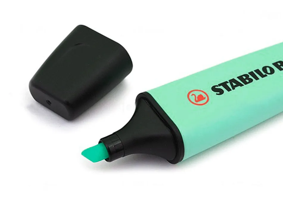 Surligneur stabilo boss pastel tracé 2/5mm pointe biseautée encre universelle base eau résistante lumière menthe à l'eau