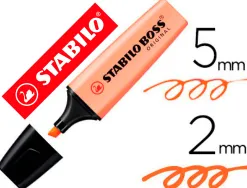 Surligneur stabilo boss pastel tracé 2/5mm pointe biseautée encre universelle base eau résistante lumière teinte pêche