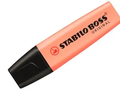Surligneur stabilo boss pastel tracé 2/5mm pointe biseautée encre universelle base eau résistante lumière teinte pêche