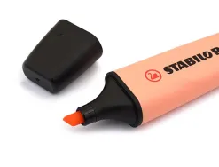 Surligneur stabilo boss pastel tracé 2/5mm pointe biseautée encre universelle base eau résistante lumière teinte pêche