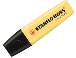 Surligneur stabilo boss pastel tracé 2/5mm pointe biseautée encre universelle base eau résistante lumière crème jaune