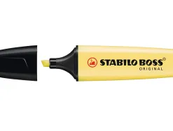 Surligneur stabilo boss pastel tracé 2/5mm pointe biseautée encre universelle base eau résistante lumière crème jaune
