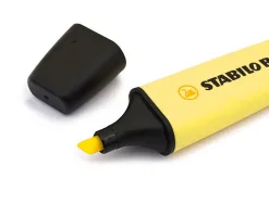 Surligneur stabilo boss pastel tracé 2/5mm pointe biseautée encre universelle base eau résistante lumière crème jaune
