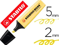Surligneur stabilo boss pastel tracé 2/5mm pointe biseautée encre universelle base eau résistante lumière crème jaune