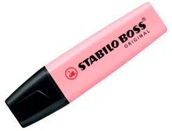 Surligneur stabilo boss pastel tracé 2/5mm pointe biseautée encre universelle base eau résistante lumière soupçon rose