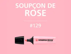 Surligneur stabilo boss pastel tracé 2/5mm pointe biseautée encre universelle base eau résistante lumière soupçon rose