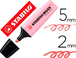 Surligneur stabilo boss pastel tracé 2/5mm pointe biseautée encre universelle base eau résistante lumière soupçon rose