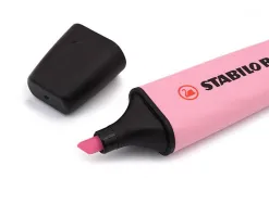 Surligneur stabilo boss pastel tracé 2/5mm pointe biseautée encre universelle base eau résistante lumière soupçon rose