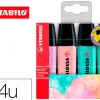 Surligneur stabilo boss pastel tracé 2/5mm pointe biseautée encre universelle base eau résistante lumière pochette 4u