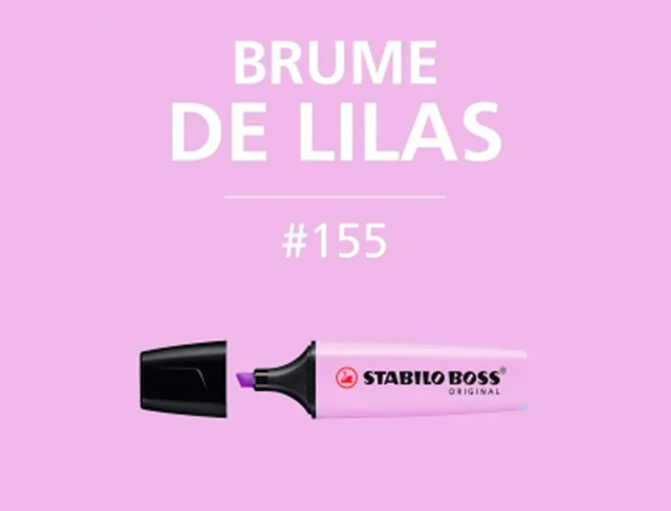 Surligneur stabilo boss pastel tracé 2/5mm pointe biseautée encre universelle base eau résistante lumière brume lilas