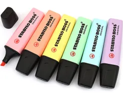 Surligneur stabilo boss pastel tracé 2/5mm pointe biseautée encre universelle base eau résistante lumière brume lilas