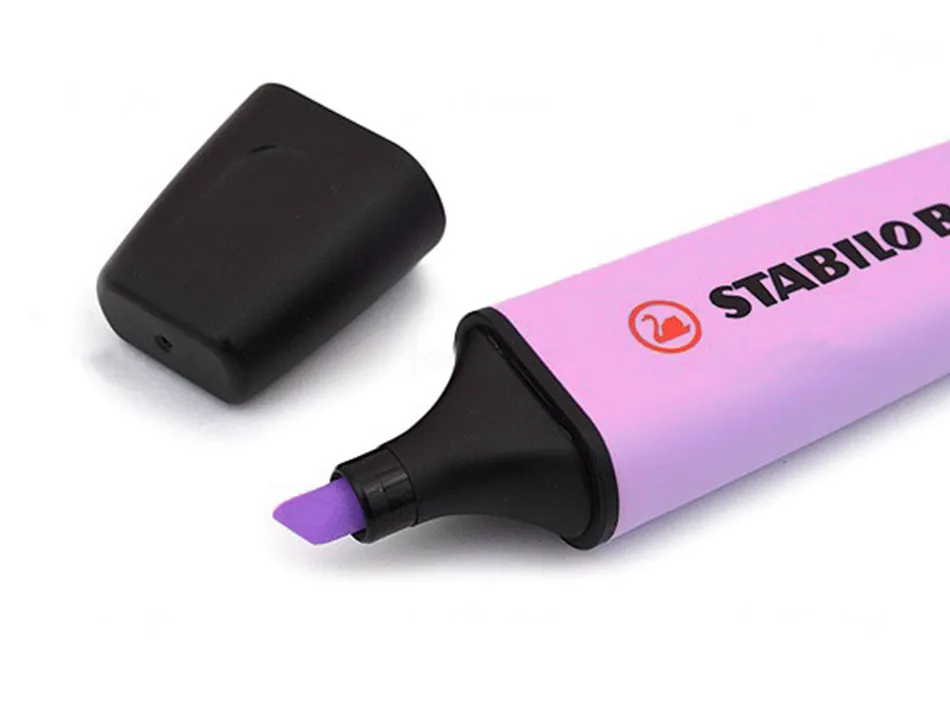 Surligneur stabilo boss pastel tracé 2/5mm pointe biseautée encre universelle base eau résistante lumière brume lilas