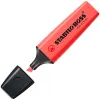 Surligneur stabilo boss tracé 2/5mm pointe biseautée encre universelle base eau résistante lumière coloris rouge