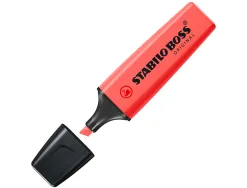 Surligneur stabilo boss tracé 2/5mm pointe biseautée encre universelle base eau résistante lumière coloris rouge