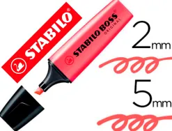 Surligneur stabilo boss tracé 2/5mm pointe biseautée encre universelle base eau résistante lumière coloris rouge