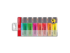 Surligneur stabilo boss tracé 2/5mm pointe biseautée encre universelle base eau résistante lumière pochette 8 unités