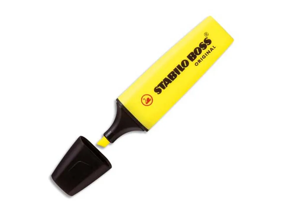 Surligneur stabilo boss tracé 2/5mm pointe biseautée encre universelle base eau résistante lumière pochette 8 unités