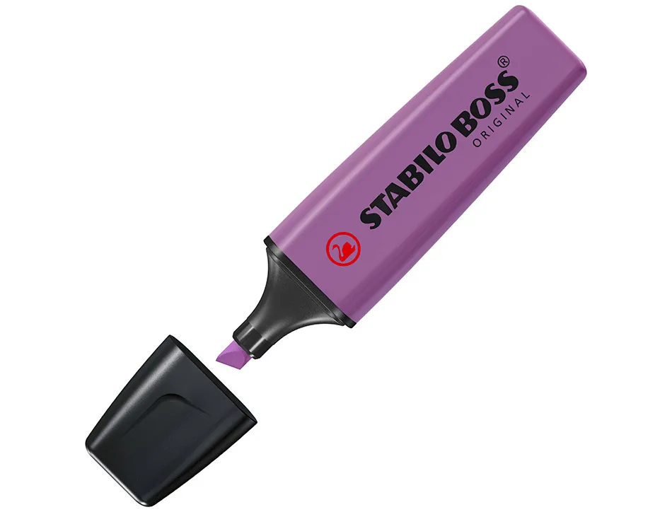 Surligneur stabilo boss tracé 2/5mm pointe biseautée encre universelle base eau résistante lumière coloris lavande