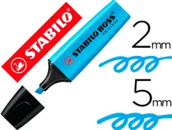 Surligneur stabilo boss tracé 2/5mm pointe biseautée encre universelle base eau résistante lumière coloris bleu