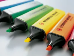 Surligneur stabilo boss tracé 2/5mm pointe biseautée encre universelle base eau résistante lumière coloris orange