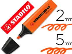 Surligneur stabilo boss tracé 2/5mm pointe biseautée encre universelle base eau résistante lumière coloris orange