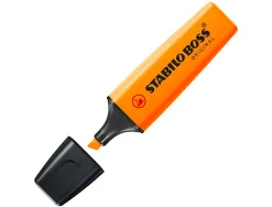 Surligneur stabilo boss tracé 2/5mm pointe biseautée encre universelle base eau résistante lumière coloris orange