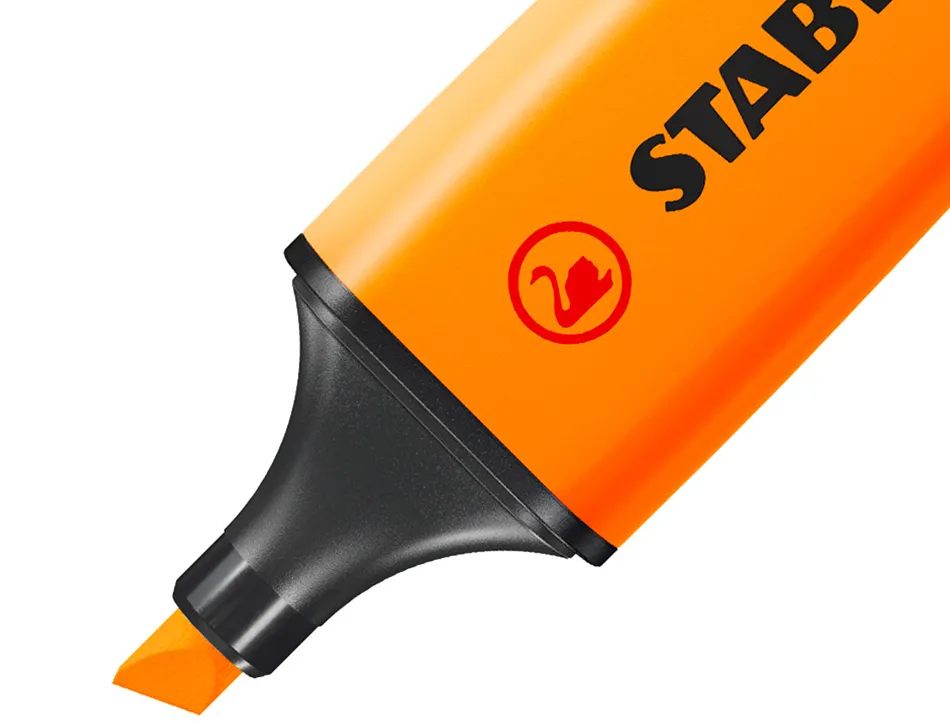Surligneur stabilo boss tracé 2/5mm pointe biseautée encre universelle base eau résistante lumière coloris orange