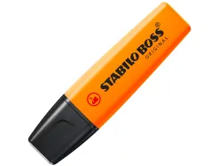 Surligneur stabilo boss tracé 2/5mm pointe biseautée encre universelle base eau résistante lumière coloris orange