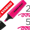 Surligneur stabilo boss tracé 2/5mm pointe biseautée encre universelle base eau résistante lumière coloris rose