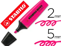 Surligneur stabilo boss tracé 2/5mm pointe biseautée encre universelle base eau résistante lumière coloris rose