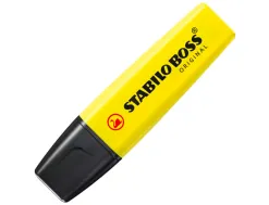 Surligneur stabilo boss tracé 2/5mm pointe biseautée encre universelle base eau résistante lumière coloris jaune