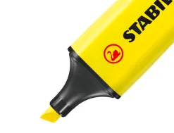 Surligneur stabilo boss tracé 2/5mm pointe biseautée encre universelle base eau résistante lumière coloris jaune
