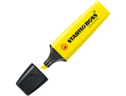 Surligneur stabilo boss tracé 2/5mm pointe biseautée encre universelle base eau résistante lumière coloris jaune