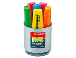 Surligneur stabilo boss tracé 2/5mm pointe biseautée encre universelle base eau résistante lumière pot 6 unités