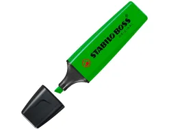 Surligneur stabilo boss tracé 2/5mm pointe biseautée encre universelle base eau résistante lumière coloris vert