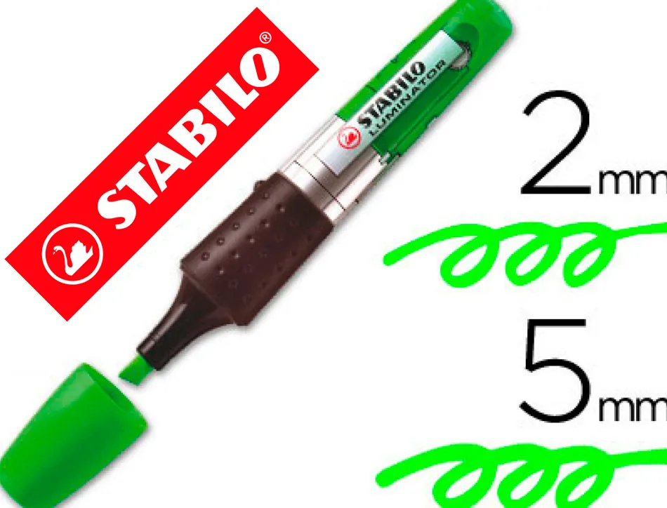 Surligneur stabilo luminator tracé 2/5mm encre liquide niveau visible base ergonomique couleur vert