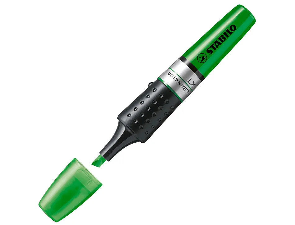 Surligneur stabilo luminator tracé 2/5mm encre liquide niveau visible base ergonomique couleur vert