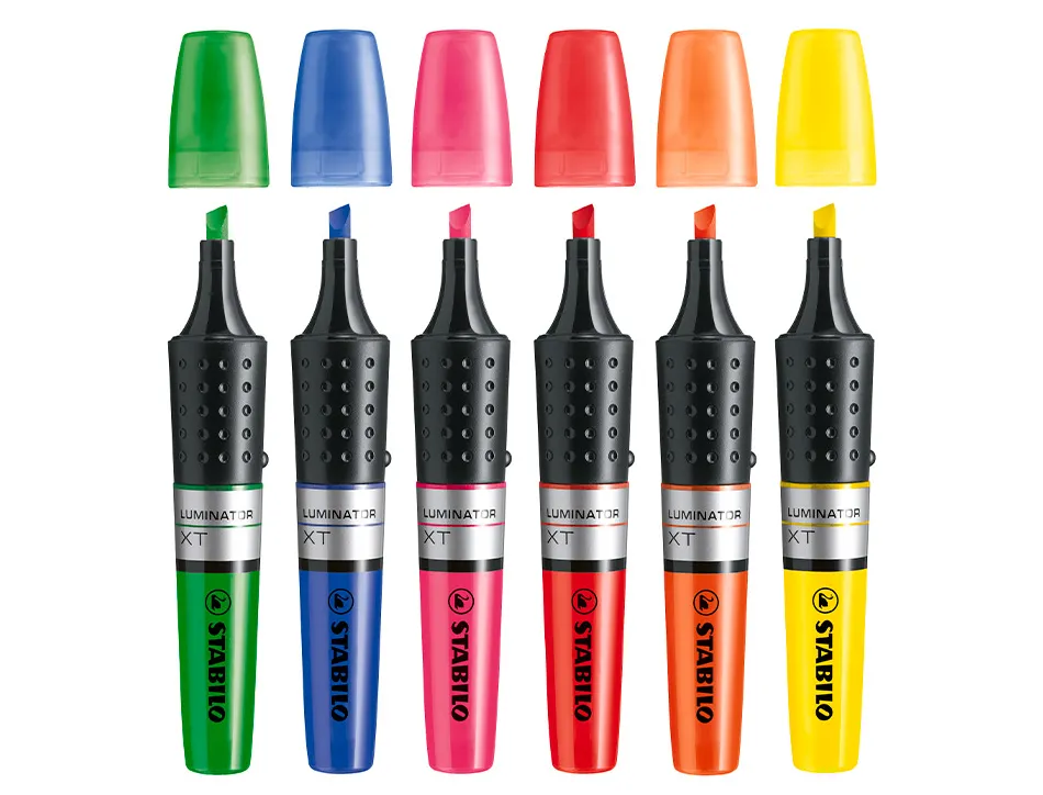 Surligneur stabilo luminator tracé 2/5mm encre liquide niveau visible base ergonomique couleur vert
