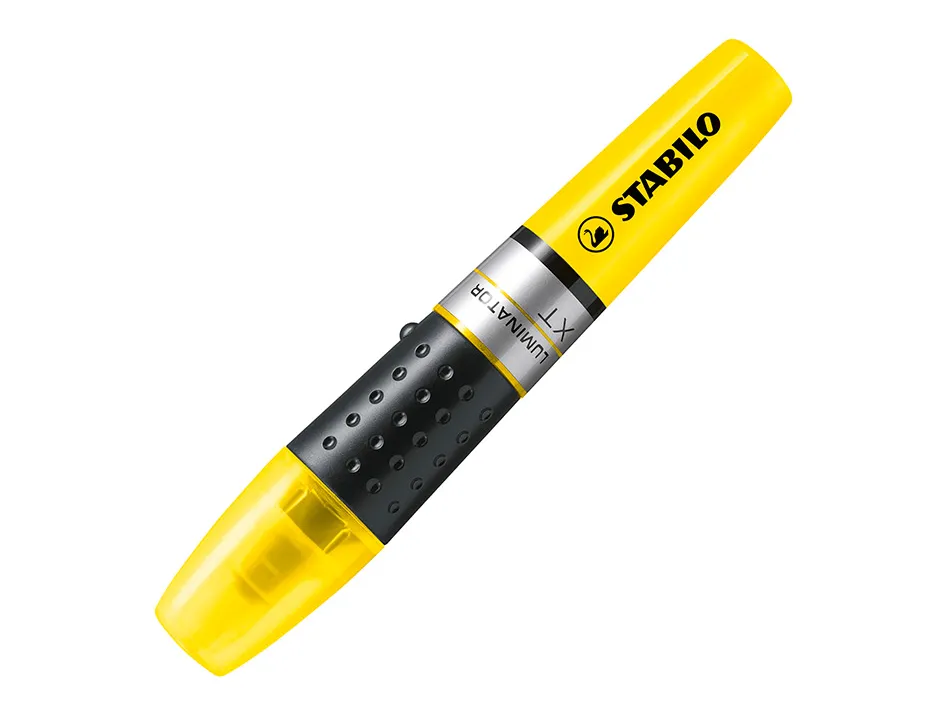 Surligneur stabilo luminator tracé 2/5mm encre liquide niveau visible base ergonomique coloris jaune