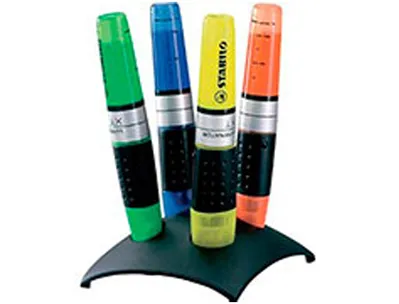 Surligneur stabilo luminator tracé 2/5mm encre liquide niveau visible base ergonomique set 4 unités