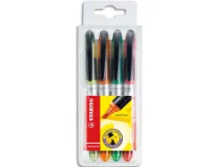 Surligneur stabilo navigator modèle poche clip résistance intense lumière couleurs assorties pochette 4 unités