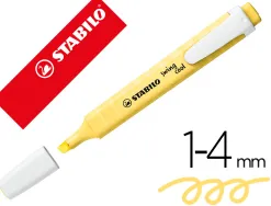 Surligneur stabilo swing cool pastel modèle de poche avec agrafe tracé 1/4mm coloris crème de jaune