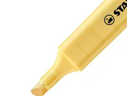 Surligneur stabilo swing cool pastel modèle de poche avec agrafe tracé 1/4mm coloris crème de jaune
