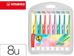Surligneur stabilo swing cool pastel edition format stylo pointe biseautee trace 1/4mm pochette 8 unites