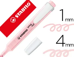 Surligneur stabilo swing cool pastel modèle de poche avec agrafe tracé 1/4mm coloris soupçon de rose
