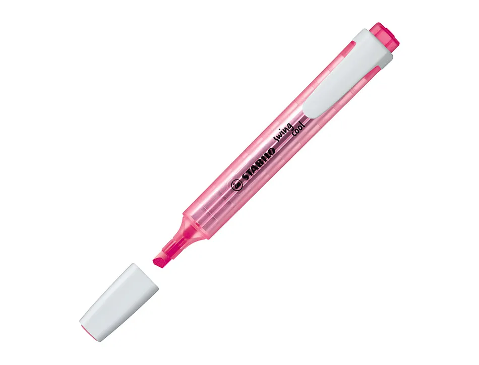 Surligneur stabilo swing cool modèle de poche avec agrafe tracé 1/3mm encre liquide pigmentée visible coloris rose