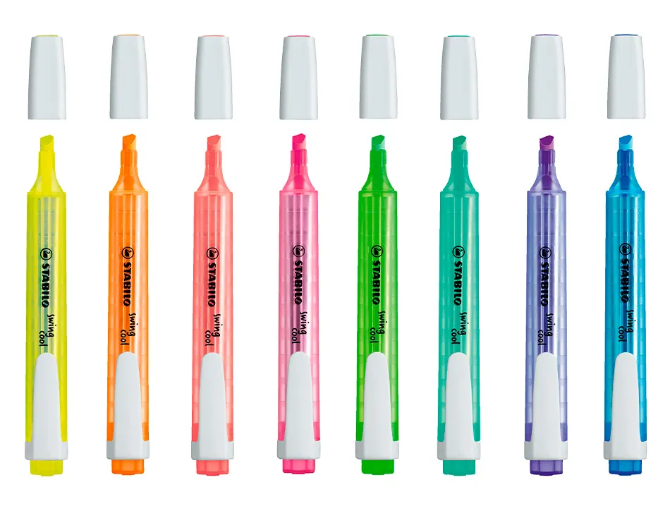 Surligneur stabilo swing cool modèle de poche avec agrafe tracé 1/3mm encre liquide pigmentée visible coloris rose