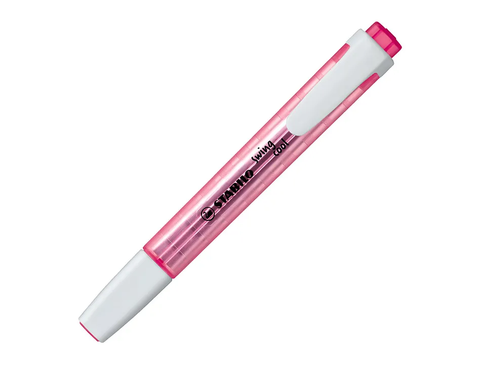 Surligneur stabilo swing cool modèle de poche avec agrafe tracé 1/3mm encre liquide pigmentée visible coloris rose